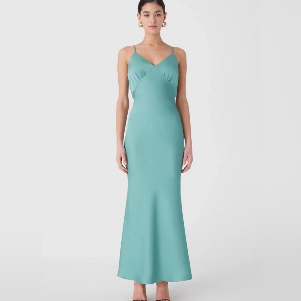 Sales Misha Vida Satin Midi Dress - Juniper Green